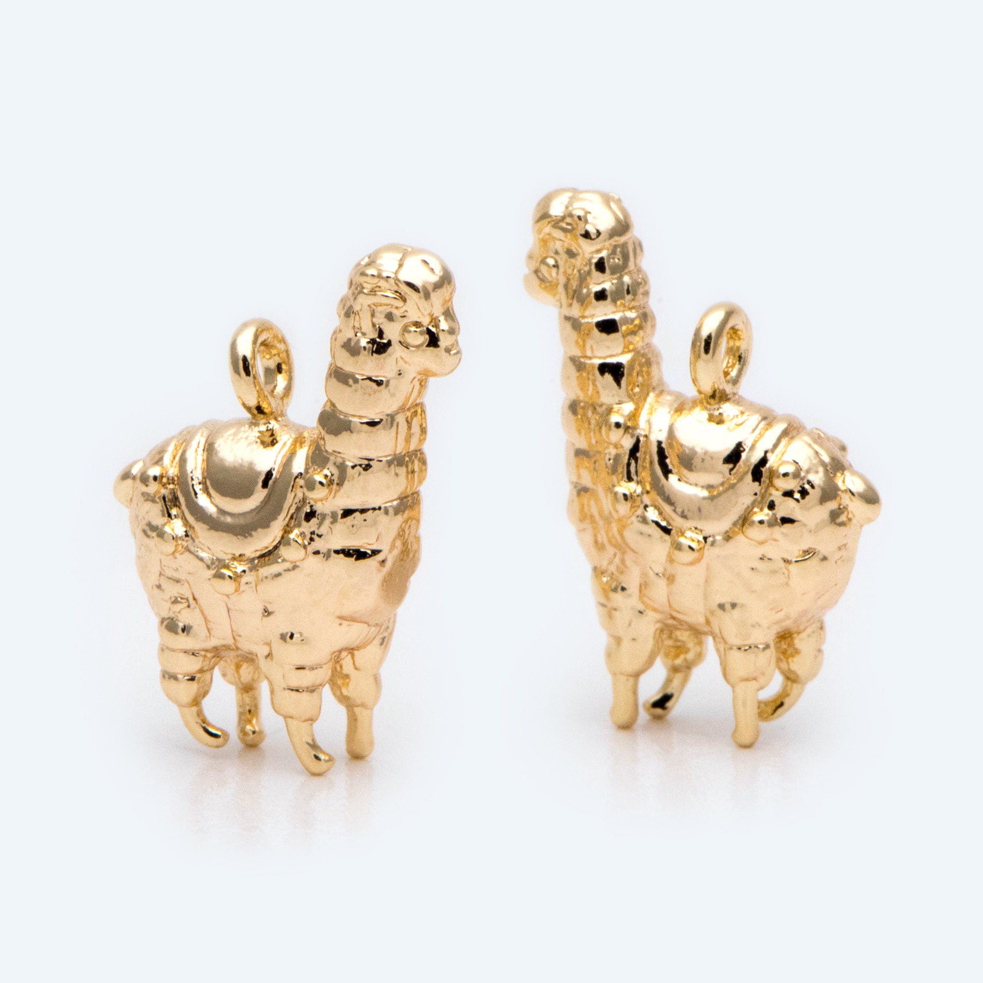 10pcs Gold 3D Alpaca Charm, Jewelry Making, Diy Material, Jewelry Supplies (GB-2707-G)